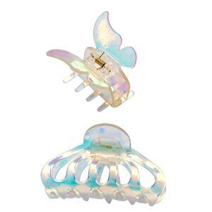 Holographic Iridescent Butterfly Clip & Iridescent Shell Jaw Clip
